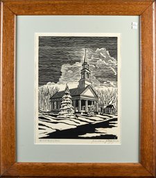 Howard John Besnia Woodblock Print, First Church (CTF10)