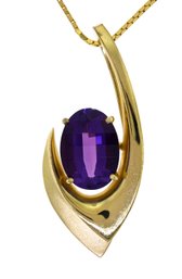 14k Gold And Amethyst Pendant On Chain (CTF10)