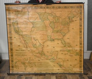 Antique Scroll Map Of The US And Central America (CTF20)