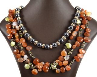Hematite, Gold, Carnelian And Pearl Necklaces (CTF10)