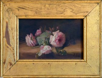 19th C. Fenetti Oil On Canvas, Roses (CTF10)