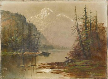 D.A. Fisher Oil On Canvas, Lake Landscape (CTF10)