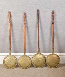 Four Antique Brass Bedwarmers (CTF10)