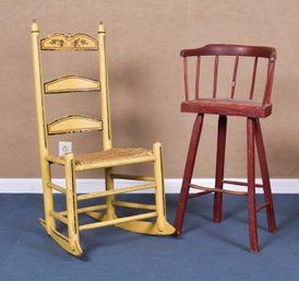 Antique Rocker And High Chair (CTF10)