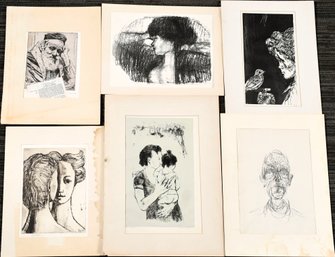 Six Vintage Etchings And Lithographs (CTF10)