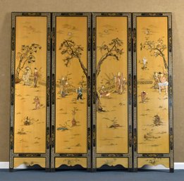 Vintage Carved Wood, Gold Painted & Lacquered Room Screen, 1 Of 2  (CTF20)