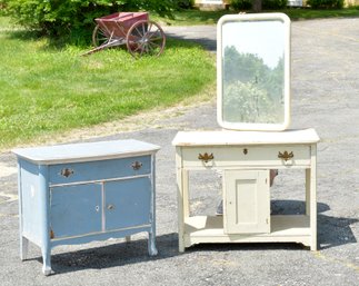 Vintage Painted Cabinets And Mirror (CTF30)