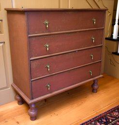 Red Painted William & Mary Style Blanket Chest (CTF20)