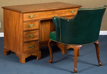 Antique Tiger Maple Desk & Leather Chair (CTF30)