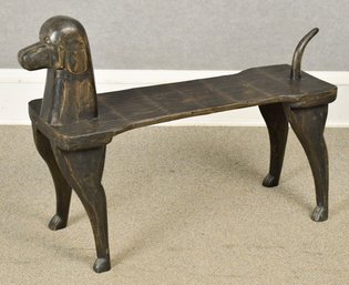 Vintage Black Lab Carved Wood Bench (CTF20)