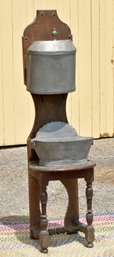 18th C. Pewter And Wood Lavabo (CTF30)