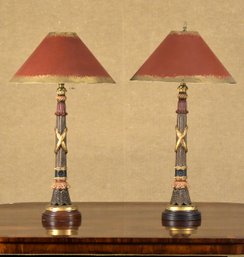 Pr. Vintage Painted Composite Table Lamps (CTF20)