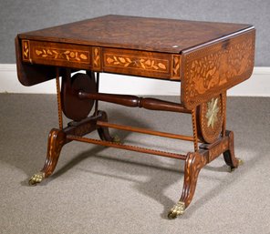 19th C. English Marquetry Inlaid Sofa Table (CTF30)