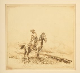 Edward Borein Etching, The Trail Boss (CTF10)