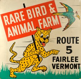 Vintage Fairlee Vermont Rare Birds And Animals Farm Sign (CTF20)