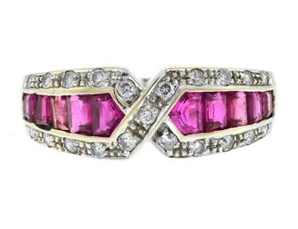 18k Gold Diamond And Ruby Ring (CTF10)