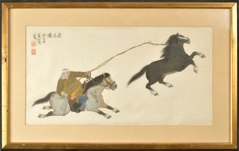 Vintage Chinese Painting, Roping A Horse (CTF10)