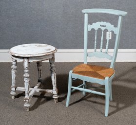 Vintage Painted Chair With Round Stand (CTF20)