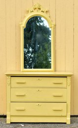 Vintage Yellow Painted Dresser With Mirror (CTF30)
