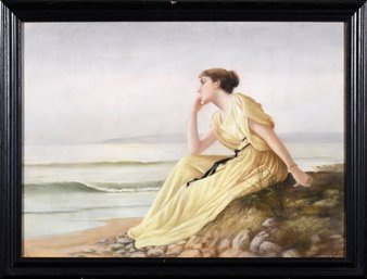 Antique Pastel On Paper, Young Woman On Seaside (CTF20)