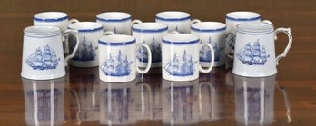 Spode Blue Clipper Ship Mugs, 11pcs. (CTF20)