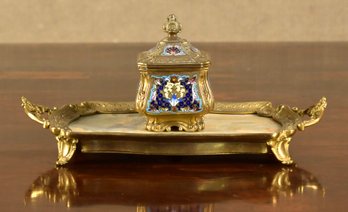 19th C. French Champleve Inkwell (CTF10)
