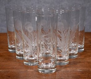 10 Vintage Etched Water Glasses (CTF20)