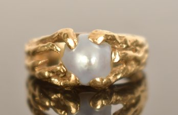 14k Yellow Gold Naturalist Pearl Ring (CTF10)