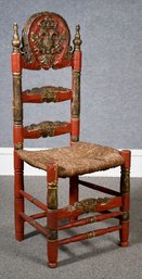 Antique Spanish Painted Rush Seat Chair (CTF10)