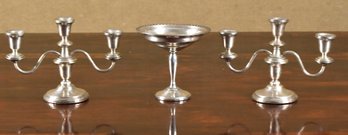 Sterling Weighted Candlesticks And Compote (CTF10)