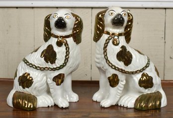 Pair Of Antique Staffordshire Spaniels (CTF20)