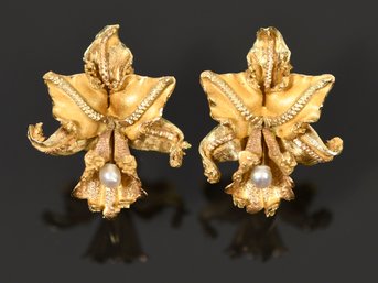 18k Gold Orchid Screwback Earrings (CTF10)