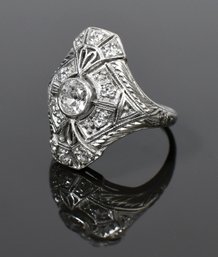 Edwardian Platinum Diamond Shield Ring (CTF10)