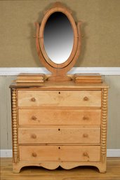 Antique Cottage Pine Dresser With Mirror (CTF20)