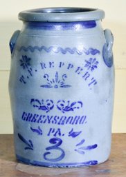 19th C. PA 3 Gallon Stoneware Crock (CTF20)