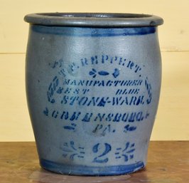 19th C. PA 2 Gallon Stoneware Crock (CTF20)