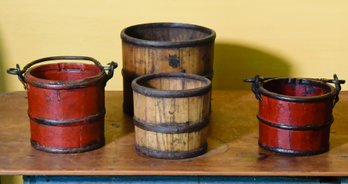 Vintage Wooden Pails, 4pcs.(CTF10)