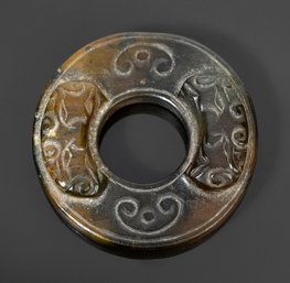 Chinese Carved Jade Bi Disc (CTF10)