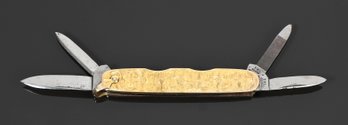 Antique Gold Engraved Pocket Knife (CTF10)