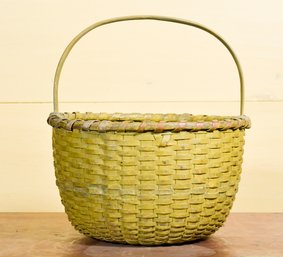 Good Antique Yellow Painted Basket (CTF20)