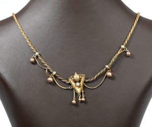 Victorian 14k Gold Necklace W/ Opal (CTF10)