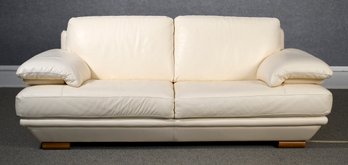 Natuzzi Cream Colored Leather Sofa (CTF40)