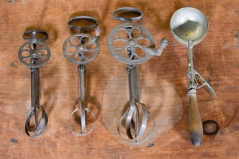 Antique Egg Beaters And Ice Cream Scoop (CTF10)