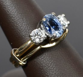 14k Gold Light Blue Sapphire & Diamond Ring (CTF10)