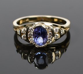 14k Gold Tanzanite & Diamond Ring (CTF10)