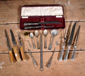 Vintage Sterling And Other Flatware, Carving Set, And More (CTF10)