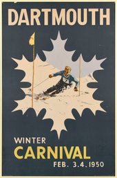 Vintage 1950 Colin Stewart Dartmouth Winter Carnival Poster (CTF10)