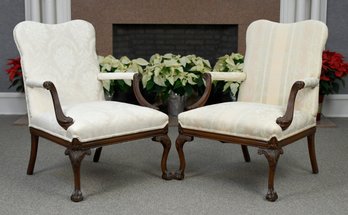 Pr. Vintage Chippendale Style Lolling Chairs (CTF30)