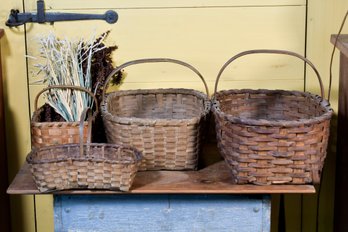 Four Antique Handled Oblong Splint Baskets (CTF10)