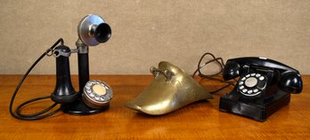 Antique Brass Dutch Stirrup And Antique Phones (CTF10)